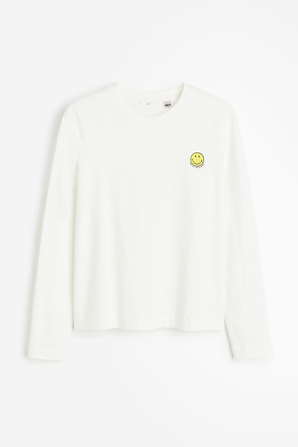 H&M Shirt mit Print Weiß/Smiley® Originals