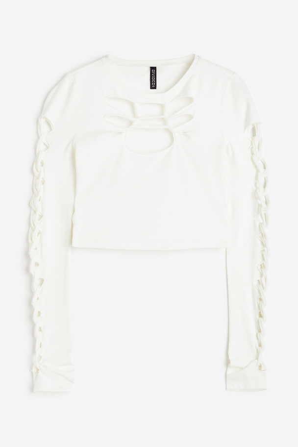 H&M Cropped Cut-out Top White