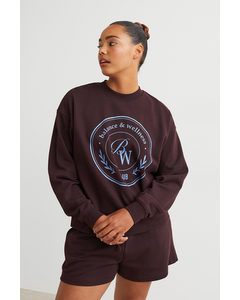 Sweatshirt mit Print Dunkelbraun