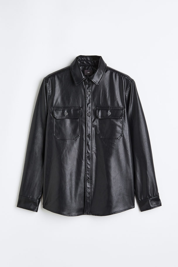 H&M Coated Overshirt Black