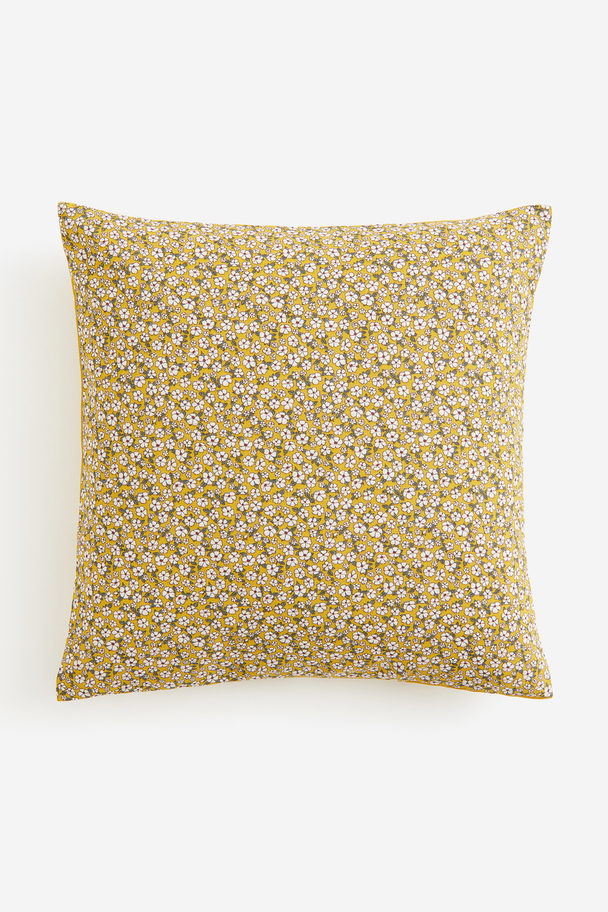 H&M HOME Spotted Cotton Cushion Cover Yellow/floral