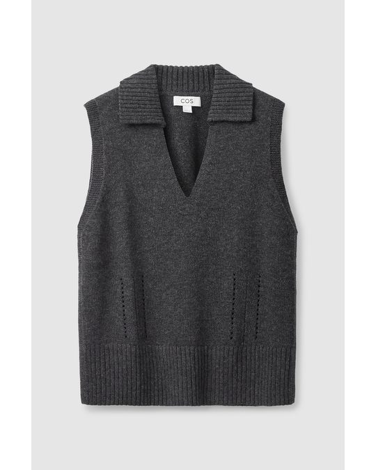 COS Knitted Collar Vest Dark Grey