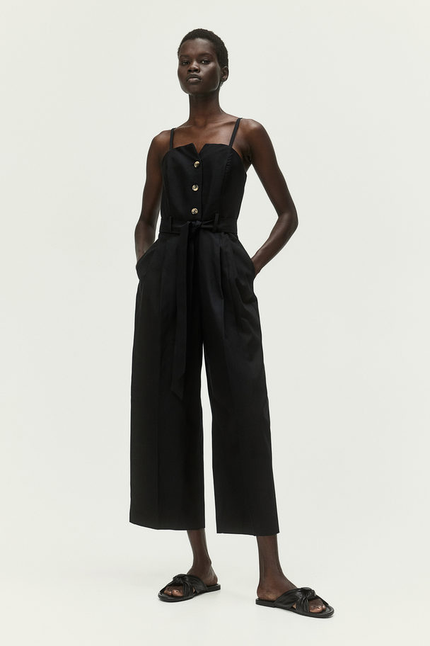 H&M Bandeaujumpsuit Met Strikceintuur Zwart