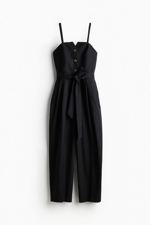 H&M Bandeau-Jumpsuit mit Bindegürtel Schwarz