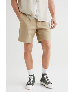Regular Fit Cotton Chino Shorts Beige