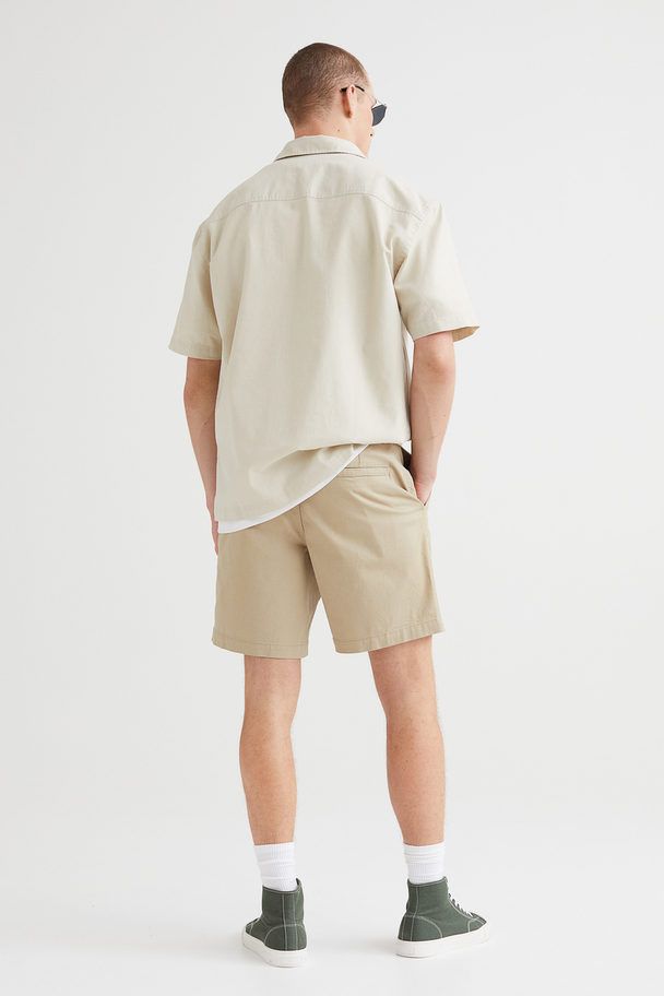 H&M Regular Fit Cotton Chino Shorts Beige