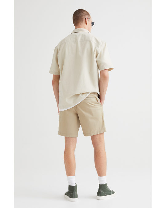 H&M Regular Fit Cotton Chino Shorts Beige
