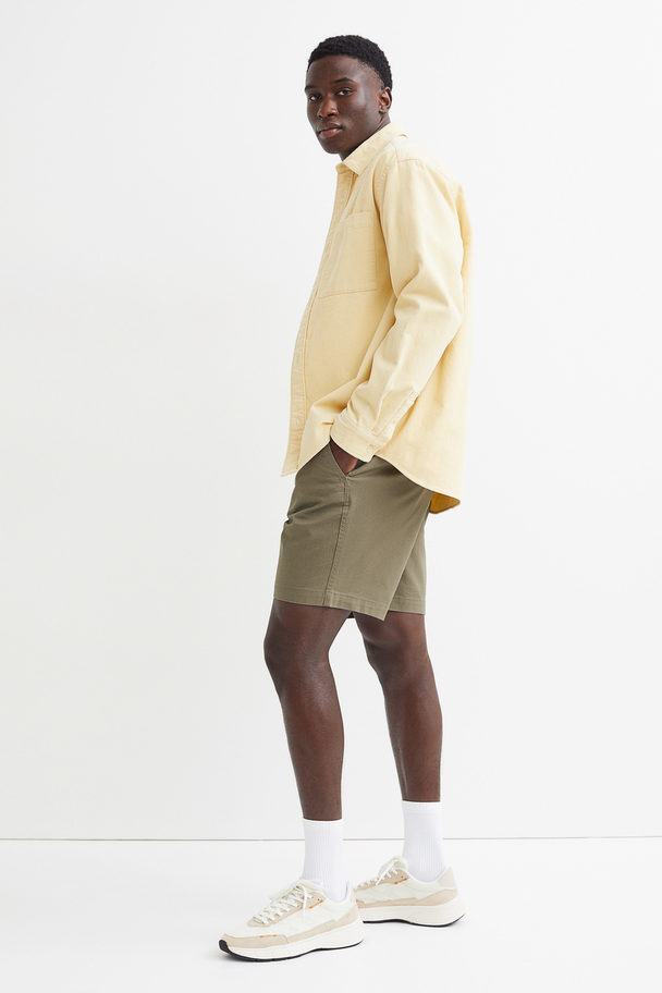 H&M Regular Fit Cotton Chino Shorts Khaki Green