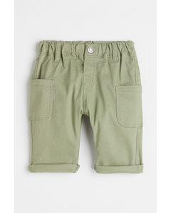 Twill Trousers With Leg Pockets Light Green