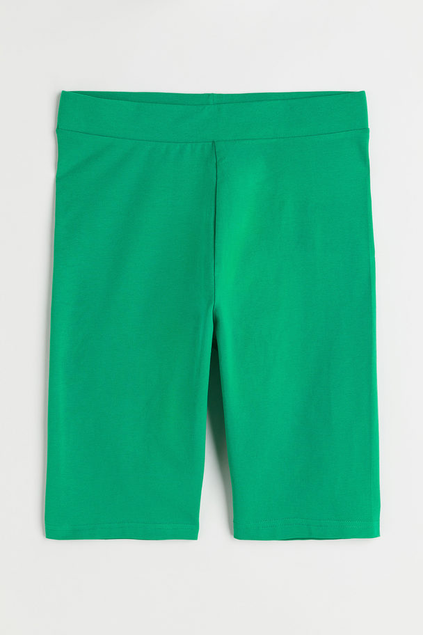 H&M Cotton Jersey Cycling Shorts Bright Green