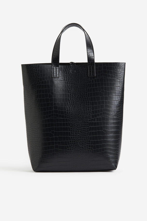 H&M Crocodile-patterned Shopper Black