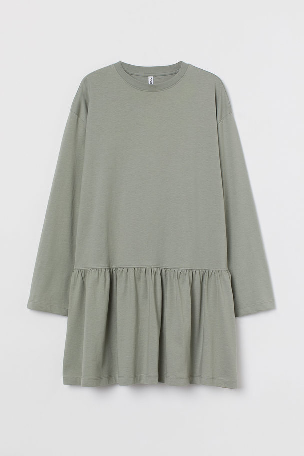 H&M Kleid aus Baumwolljersey Khakigrün