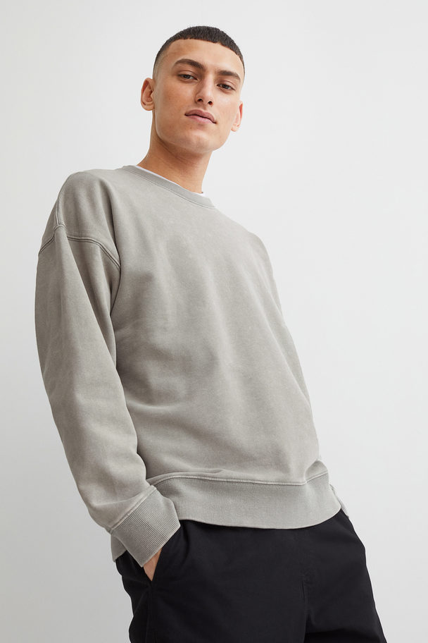 H&M Relaxed Fit Washed-look Sweatshirt Light Greige
