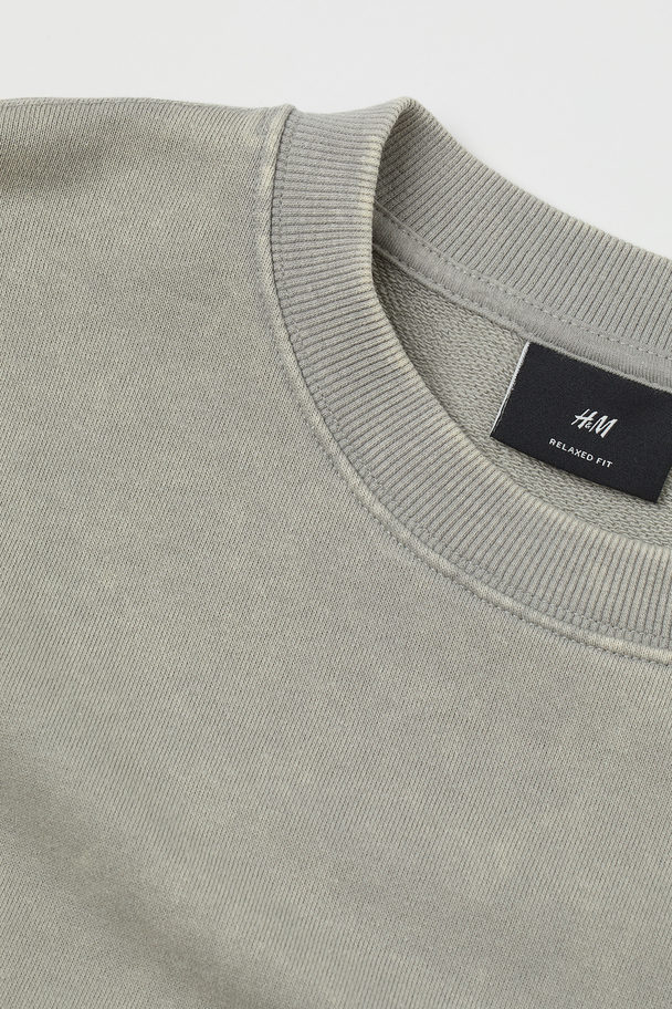 H&M Relaxed Fit Washed-look Sweatshirt Light Greige
