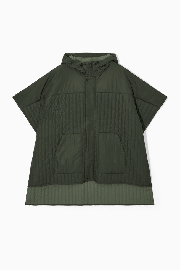 COS Hooded Quilted Hybrid Gilet Green