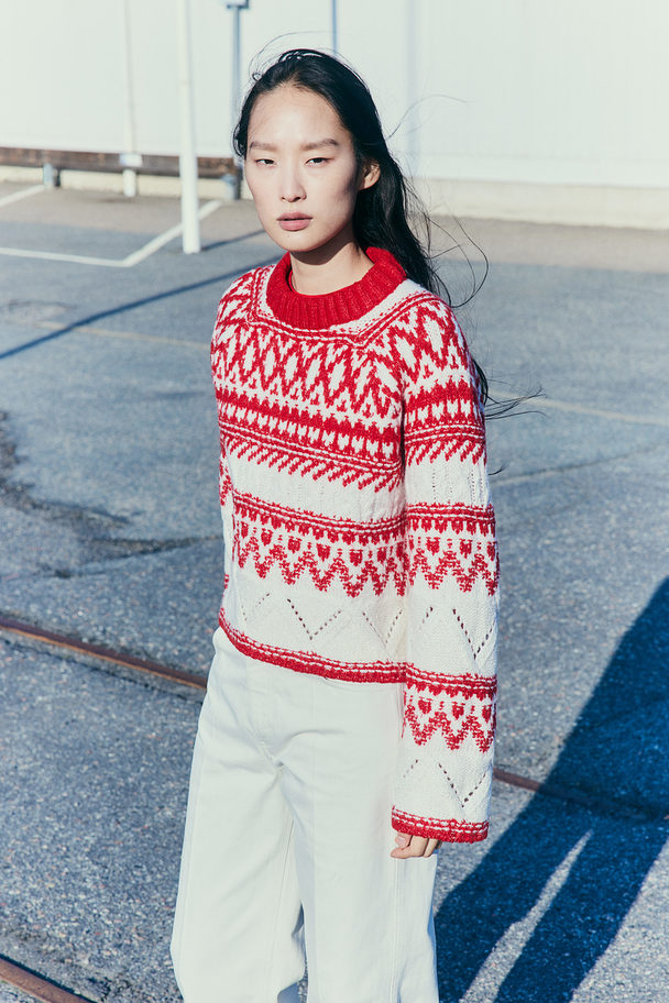 H&M Jacquard-knit Jumper Red/white