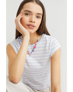 Dreireihige Halskette mit Perlen Silberfarben/Mehrfarbig