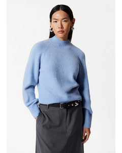 Mock Neck Wool Jumper Light Blue