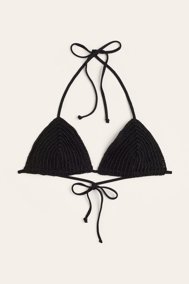 H&M Crochet-look Triangle Bikini Top Black