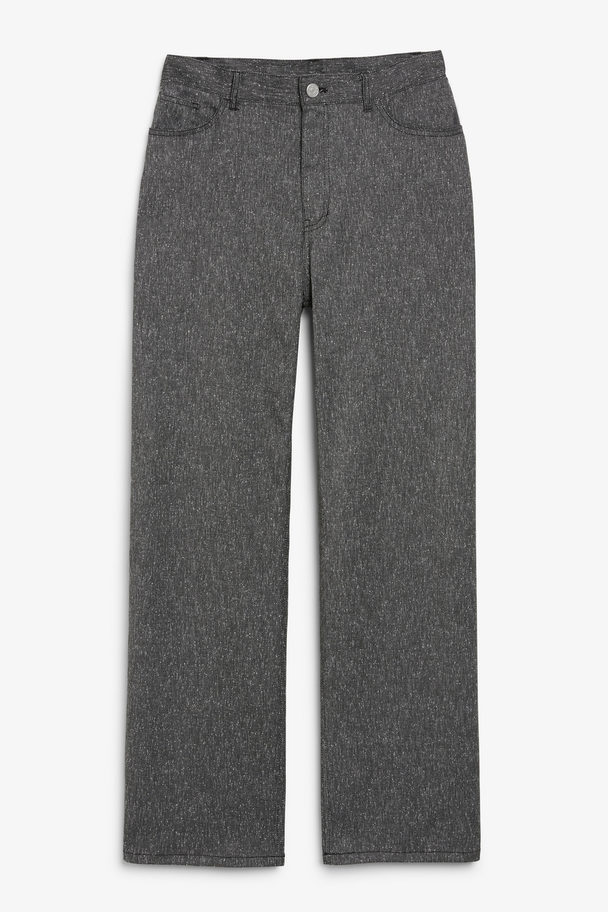 Monki Twill Trousers Grey Melange Grey Melange