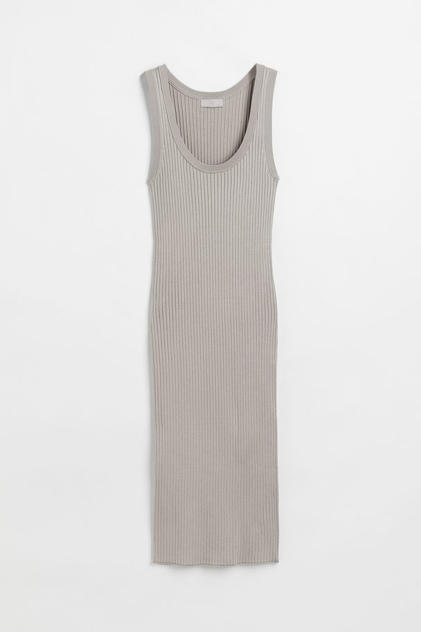 H&M Rib-knit Bodycon Dress Light Mole