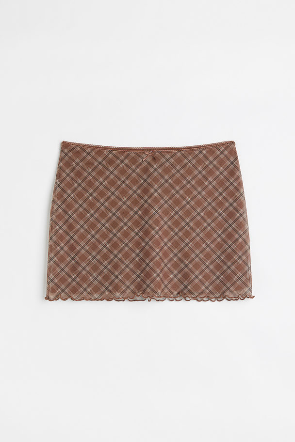 H&M Mesh Mini Skirt Brown/checked