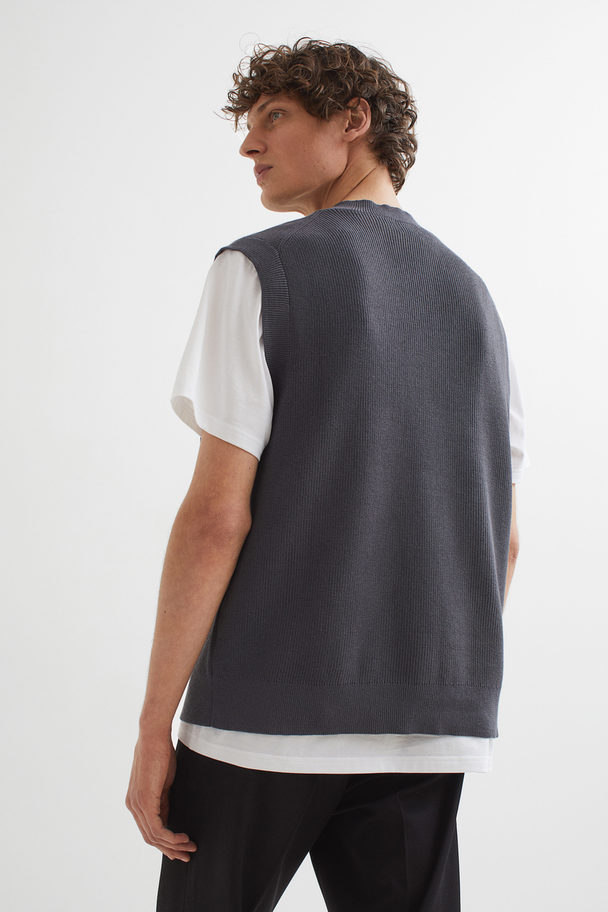 H&M Regular Fit V-neck Sweater Vest Dark Grey