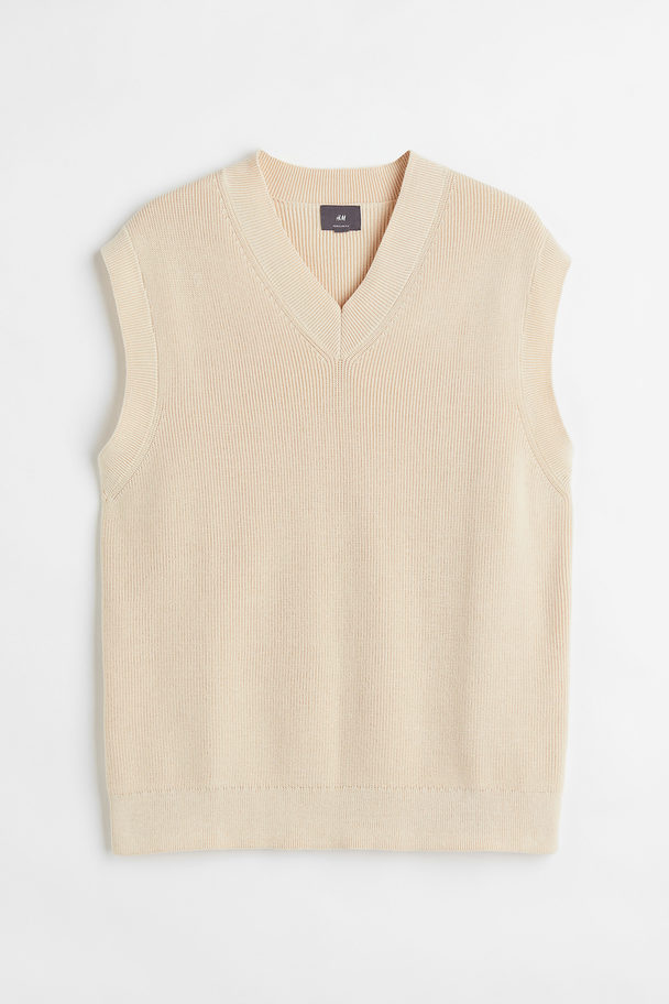 H&M Regular Fit V-neck Sweater Vest Light Beige