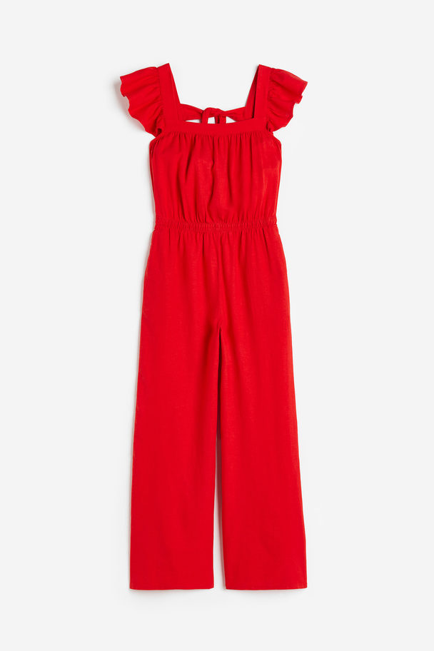 H&M Linen-blend Jumpsuit Red