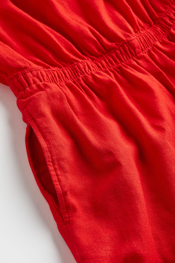 H&M Linen-blend Jumpsuit Red