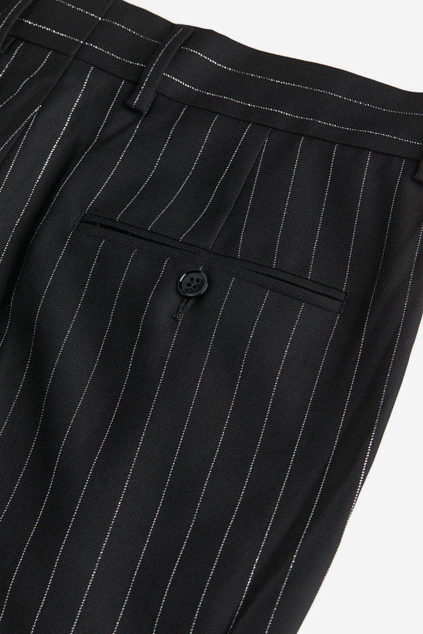 H&M Glitterende Pantalon - Regular Fit Zwart/krijtstrepen